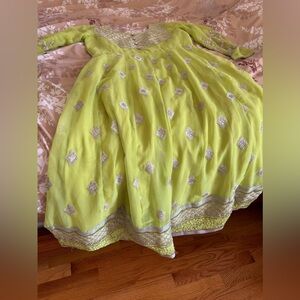 Lime green anarkali